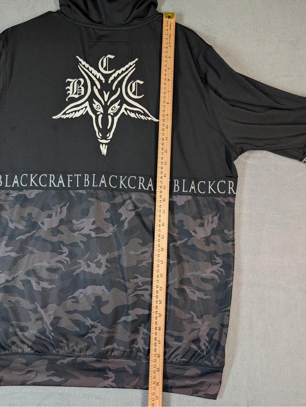 BlackCraft Mens XL Black Camo Full Zip Hoodie Goth Occult Streetwear Skull - Picture 9 of 11